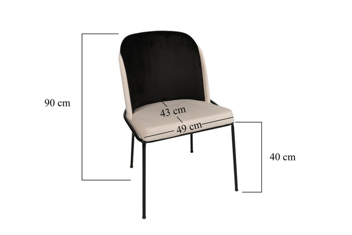 Hanah Home Dore 145 V2 Juego de Sillas de Terciopelo Negro y Crema